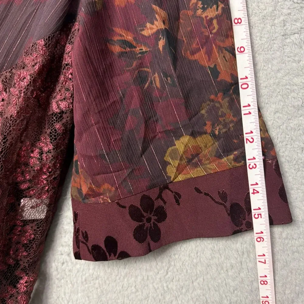 Violet Kay Satin Burnout Kimono Lace Burgundy Frog Knot Closure SZ L Whimsygoth